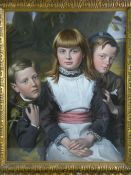 J D MERCIER gouache - portrait study of three children, circa 1885, the sitters being the children