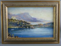 HEATHER CRAIGMILE oil on canvas - coastalscape with numerous houses and boats, South of France,