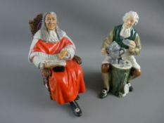TWO ROYAL DOULTON CHINA FIGURINES 'The Tinsmith' HN2146 and 'The Judge' HN2443, 16.5 and 17 cms high
