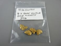 FOUR SCOTTISH GOLD NUGGETS, 5.1 grms