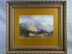 LATE 19th CENTURY ENGLISH SCHOOL watercolour - Highland landscape with mother and child on a path,