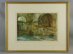 WILLIAM RUSSELL FLINT coloured print - semi-nude figure in a boathouse, 23.5 x 34 cms