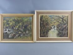 JOHN MUIRHEAD (of Beddgelert) oils on board, a pair - 'Pool at Hafod Wydr' and 'Pool at Afon