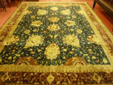 AN EXCELLENT 20th CENTURY EASTERN CARPET with underlay, Persian silk effect on a blue ground with