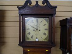 A CIRCA 1830 OAK LONGCASE CLOCK by W J Davies, Harlech, the signed 14 ins square dial set with Roman
