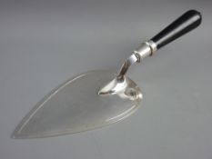 A SILVER EBONY HANDLED PRESENTATION TROWEL, London 1937, 6.1 troy ozs gross