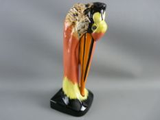 A RARE LORNA BAILEY 'TALL STORK' VASE, excellent vibrantly coloured stylized bird with black base,