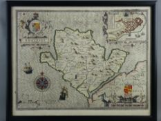 JOHN SPEED coloured & tinted map of Anglesey - Sudbury and Humble edition, good margins, glazed