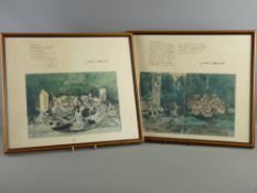 GRAHAM SUTHERLAND pair of prints - with annotations, originally published by Wales Gas by kind