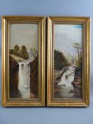 THOMAS BOOTH oils on canvas, a pair - river studies with waterfalls, both signed and dated 1902,