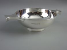 A LARGE TWO HANDLED SILVER QUAICHE, Birmingham 1929, 4.3 troy ozs