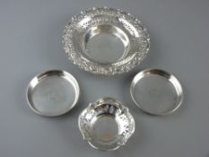 A SILVER VICTORIAN PIERCED DISH with floral edge decoration, a pair of Canadian sterling silver