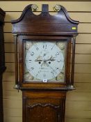 AN EARLY 1800's LONGCASE CLOCK by R Williams, Wrexham, the 13 ins square painted dial set with