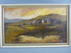 DAISY WYN GRIFFITH (of Anglesey) early oil on board - farmstead scene, signed and with title label