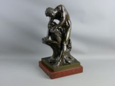 MILO OF CROTON AFTER EDME DUMONT (1722-1775) QUALITY LATE 19th CENTURY BRONZE depicting a near naked