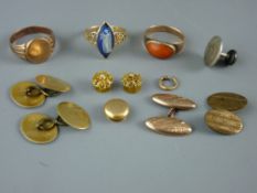 A MIXED LOT OF GOLD LADY'S & GENT'S JEWELLERY including a nine carat gold gent's signet ring and