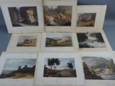 NINE COLOURED ENGRAVINGS, various North Wales landmarks and scenes, all approximately 22 x 26 cms