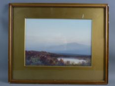 FREDERICK JOHN WIDGERY watercolour - misty heathland scene with small tarn, signed, 24.5 x 34.5 cms