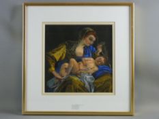 CLAUDIA WILLIAMS pastel - mother with sleeping child, signed with initials, 28 x 28 cms