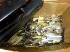 Quantity of loose flatware and boxes etc