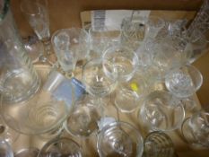 Box of mixed drinking and other glassware