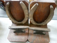 Horseshoe and anvil decorated bookends