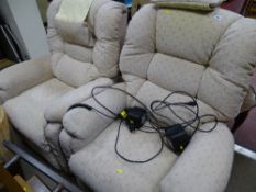 Two light upholstered electric reclining armchairs E/T