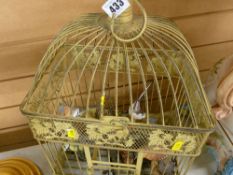 Ornamental budgie cage with ornamental garden bird contents