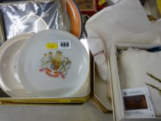 Parcel of commemorative items including porcelain frames, silks etc