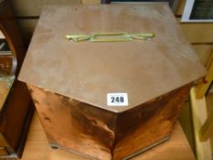 Brass and copper coal bucket