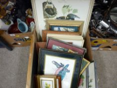 Box of mixed paintings and prints