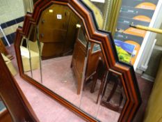 Impressive two tone cathedral shaped overmantel mirror