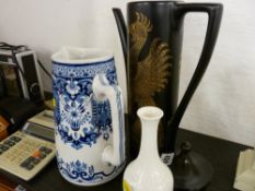 Portmeirion 'Phoenix' lidded coffeepot, Villeroy & Boch Dresden blue and white jug etc