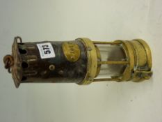 Vintage miner's lamp with brass plaque, no. 261