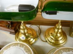 Two brass effect vintage office desk lamps E/T