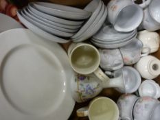 Quantity of modern dinnerware including plain white plates etc
