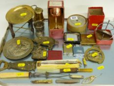 Quantity of vintage lighters, boxed gyroscope top, vintage Midland Savings Bank, pocket knives,