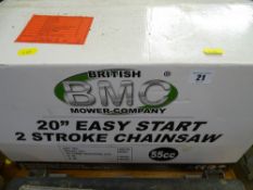 BMC (British Motor Company) 20 ins easy start two stroke chainsaw, as new (boxed) E/T