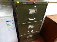 Vintage metal three drawer filing cabinet