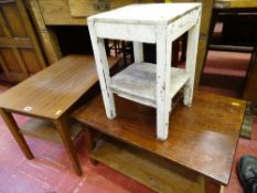 Parcel of three small side tables (one teak)