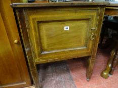 Small single door wooden cabinet with inlay