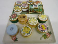 Modern collection of enamel type pill boxes etc