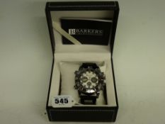 Barkers of Kensington new 'Turbo Sport' white dial wristwatch in presentation case with sleeve