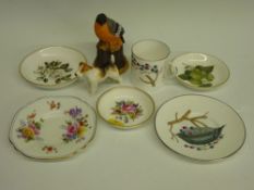 Royal Worcester terrier dog no. 3027, an elderberry pattern coffee can and saucer, Worcester pin