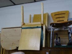 Light wood table and three chairs