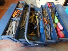 Blue cantilever toolbox and contents