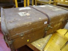 Wooden and metal banded trunk