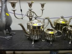 Electroplate tea service, candelabra etc