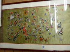 Chinese silkwork panel depicting children at a celebration festival