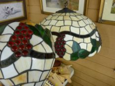 Tiffany style ceiling lamp with holly decoration, matching wall lights and fittings